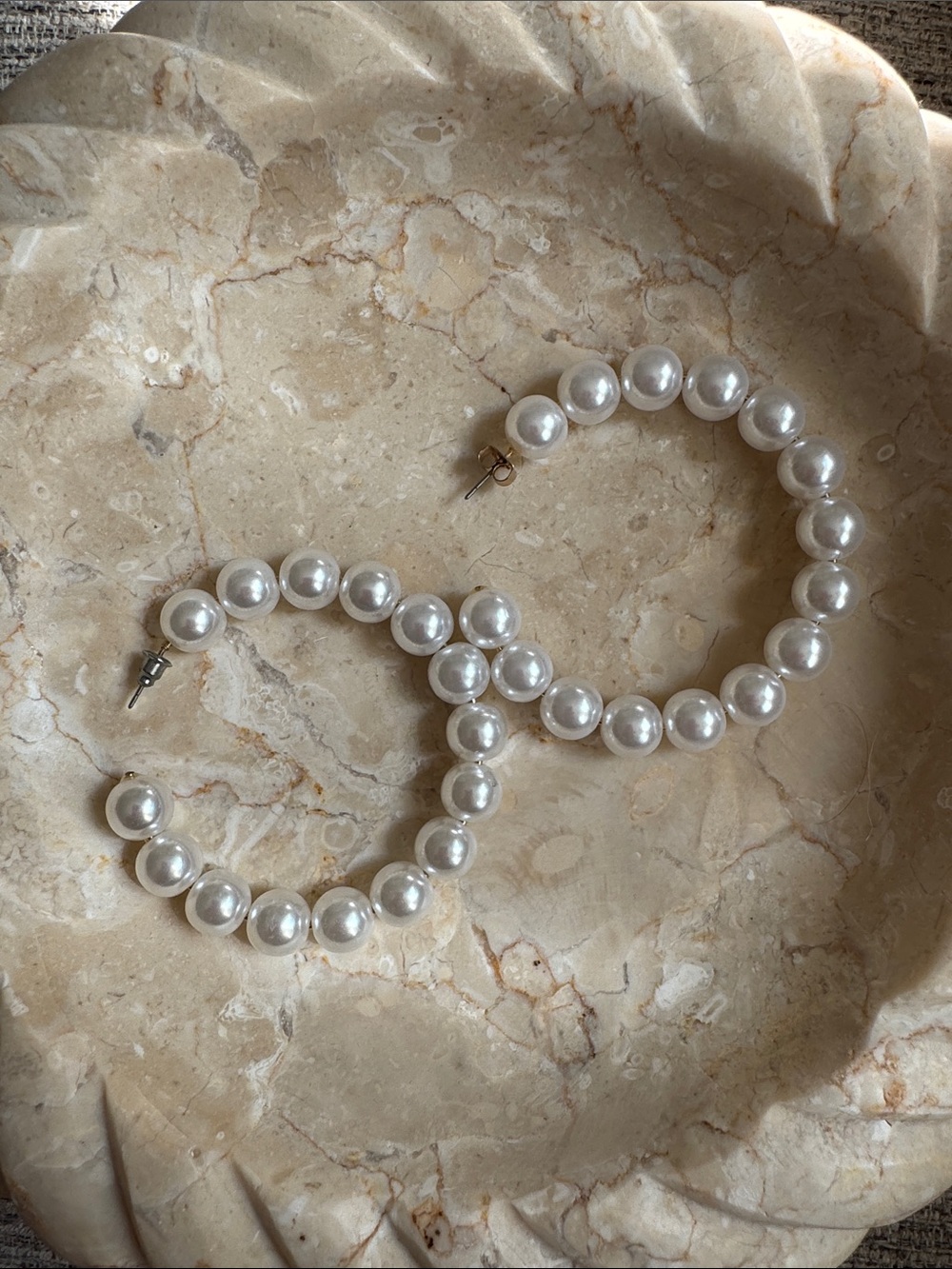 Classic Pearl Hoop Earrings - White Faux Pearl Hoops